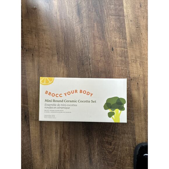 Brocc Your Body MiniRound Ceramic Cocotte Set Of 2, New - Picture 1 of 1